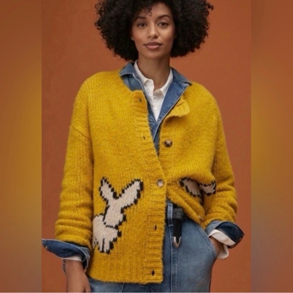 Maeve Sweaters - Yellow Maeve Bunny Cardigan Sweater